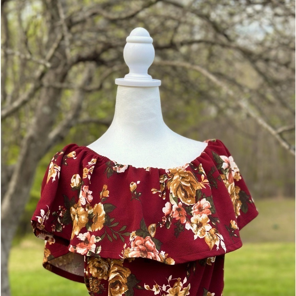 Altar'd State Women's Floral Print Jumpsuit Size Small Burgundy - Picture 5 of 7